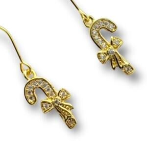 Rhinestone Candy Cane Christmas holiday earrings